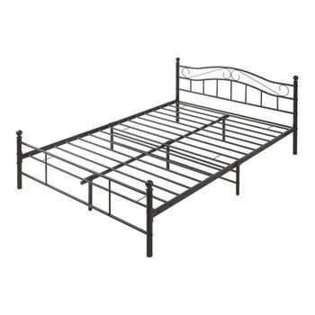 Cama Doble Florenz Con Cabecero Y Somier Metal 140x200 - Negro [en.casa]