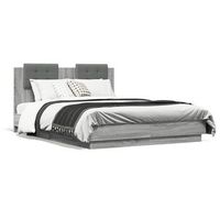 cama con cabecero madera de ingenieria gris sonoma 135x190 cm