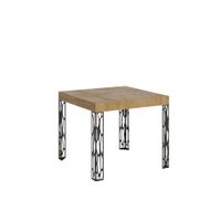 mesa extensible 90x90246 cm efecto madera roble natural hierro