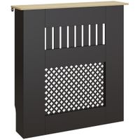 homcom cubre radiadores 78x19x81 cm cubierta para radiador diseno moderno de listones y nido de abeja negro