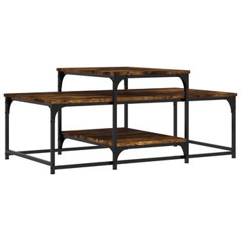 Mesa De Centro Madera De Ingeniería Roble Ahumado 102x60x45 Cm Vidaxl