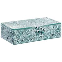 caja de metal verde 21x13x6 cm