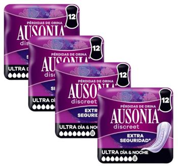 Ausonia Discreet Compresas Ultra Día y Noche 4 x 12 uds