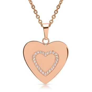 Cadena de ancla de acero inoxidable rosado con colgante de corazón