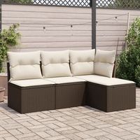 conjunto de sofas de jardin 4 uds  mueble jardin mesa y sillas y cojines ratan sintetico marron cfw911348