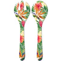 servidores de ensalada de melamina con estampado de flores exoticas