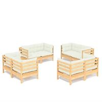 muebles de jardin 8 piezas cojines madera de pino color crema vidaxl