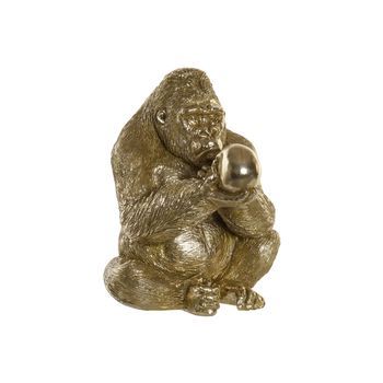 Figura Resina 33x33x43 Gorila Dorado