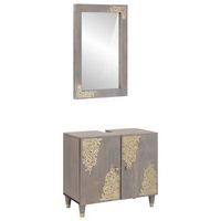 juego de muebles de bano 2 pcs gris madera de mango maciza vidaxl