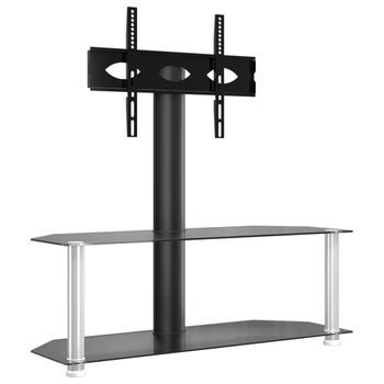 Mueble Tv Esquina 2 Niveles Para 32-70 Pulgadas Negro Plateado Vidaxl