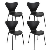 conjunto de 4 sillas en polipropileno y metal - asiento de diseno ideal para comedor y cocina - 51 x 80 x 51 cm - color negro