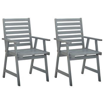 Sillas De Comedor De Jardãn 2 Uds Madera Maciza De Acacia Gris Vidaxl