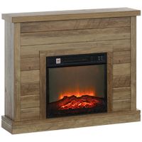 homcom chimenea electrica 1800w con efecto de llama mando a distancia temporizador semanal para sala 30 m madera