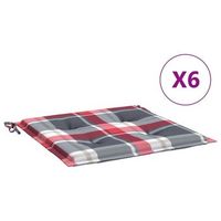 cojines de silla de jardin 6 uds tela a cuadros rojo 40x40x4 cm vidaxl