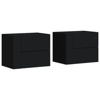 mesitas de noche de pared 2 unidades negra 45x30x35 cm