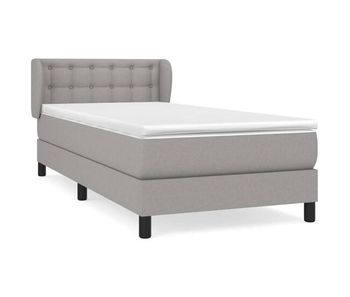 Cama box spring con colchón tela gris claro 90x200 cm botones