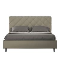 cama con almacenaje acolchada 160x210 cuero sintetico capuchino priya
