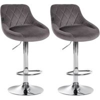 set de 2 taburetes lazio en terciopelo gris 49x46x83 cm clp