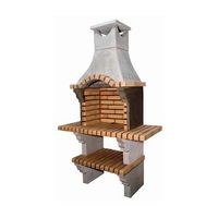 bbq crook i - barbacoa con 2 baldas construido con ladrillo y cemento refractario - 124x57x204cm