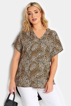 Yours Blusa Marrón Leopardo, Mujer Curvy Y Tallas Grandes, Yours