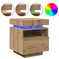 mesitas de noche con luces led 2 uds roble artisan 40x39x485cm vidaxl
