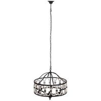lampara de techo redonda de madera y metal negro d63x63x63h cm