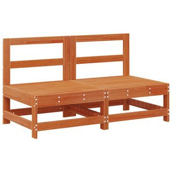 Sofá Medio De Jardín Pino Macizo Marrón Cera 124 X 62 X 70,5 Cm Vidaxl