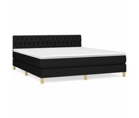 cama box spring con colchon tela negro 180x200 cm diseno de botones