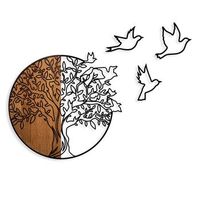decoracion pared de madera arbol and birds 2 nogal negro 60x56 cm