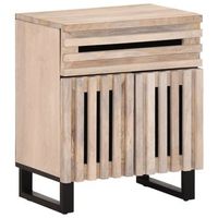 mesita de noche de madera maciza de mango rugosa 50x34x60 cm vidaxl