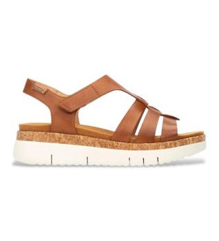 Pikolinos para mujer. W4N-0754 Sandalias de Piel Salma marrón (39), 3 a 5cm, Velcro, Casual