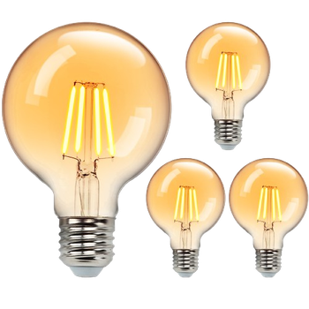 Aigostar Bombilla Vintage LED,Bombilla LED E27 Luz Calida 2200K, 8W (Equivalente a 51W),650LM,G80 Retro Bombilla Decorativa,para el Hogar, Restaurante, Cafetería, Bar-3 Unidades