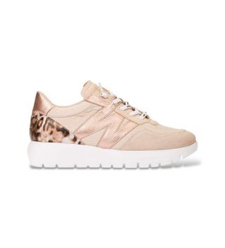 Wonders para mujer. A-24100 Zapatillas de Piel Odisei beige (36), 3 a 5cm, Cordones, Casual