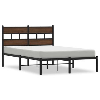 Cama De Matrimonio | Cama De Adulto | Estructura Cama Con Cabecero Sin Colchón Marrón Roble 120x190cm