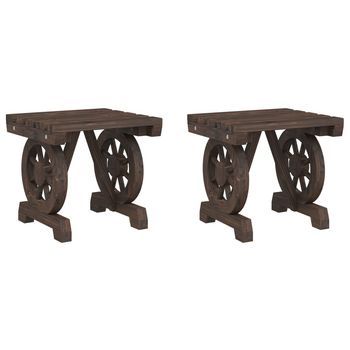 2 Piezas Taburetes De Jardín | Otomana De Jardín | Reposapiés De Jardín Madera Maciza De Abeto