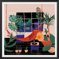 poster de ilustracion de frio tropical con marco negro 30x30cm