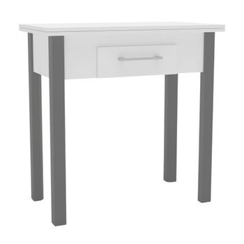 Mesa De Cocina Sendai Con Cajón Para 2 Plazas En Color Blanco Y Gris Melamina 80x75x40 Cm