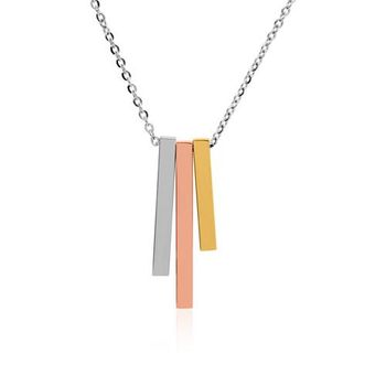 Cadena de acero inoxidable para mujer con colgantes tricolores