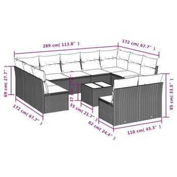 Conjunto De Sofá Para Jardín Exterior (combinación De 12 Piezas Con Cojines Beige)