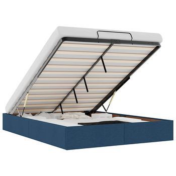 Estructura De Cama Otomana Sin Colchón Tela Azul 140x190cm Vidaxl
