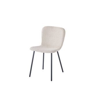 Silla Con Revestimiento Rizado Para Comedor, Color Arena. Colección Alcan