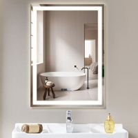 nettlife espejo de bano con luz led - 60x80 cm led mural ip44 interruptor tactil reloj ajustable
