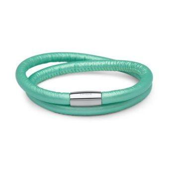 Pulsera de cuero con doble vuelta para Dije menta