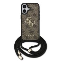 guess funda para iphone 17  carcasa de pu marron con logo 4g y correa con cordon diseno practico y ajuste preciso