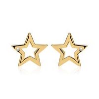 pendientes estrella de plata 925 con bano de oro y circonita cubica