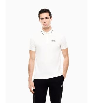 EA7 para hombre. 8NPF16_PJVUZ Polo Core Identity de piqué blanco (M), Casual, Algodón, Manga corta