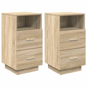 Mesitas De Noche 2 Uds Con 2 Cajones Roble Sonoma 36x36x68 Cm Vidaxl