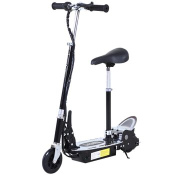 HomCom Patinete Eléctrico Scooter Plegable con Manillar y Asiento Ajustable - Color Negro - 81.5x37x96cm   Aosom España