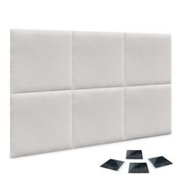 dhome juego de 6 paneles tapizados de tela de lujo pack autoadhesivos para pared acusticos absorbentes proteccion silver nacar 60x40cm x6