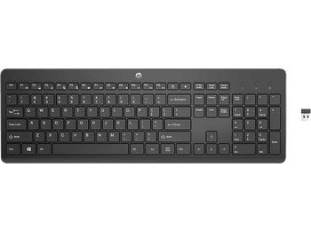 Teclado inalámbrico - HP 230, 3L1E7AA, Por USB 2.4 GHz, 12 teclas de función, Negro